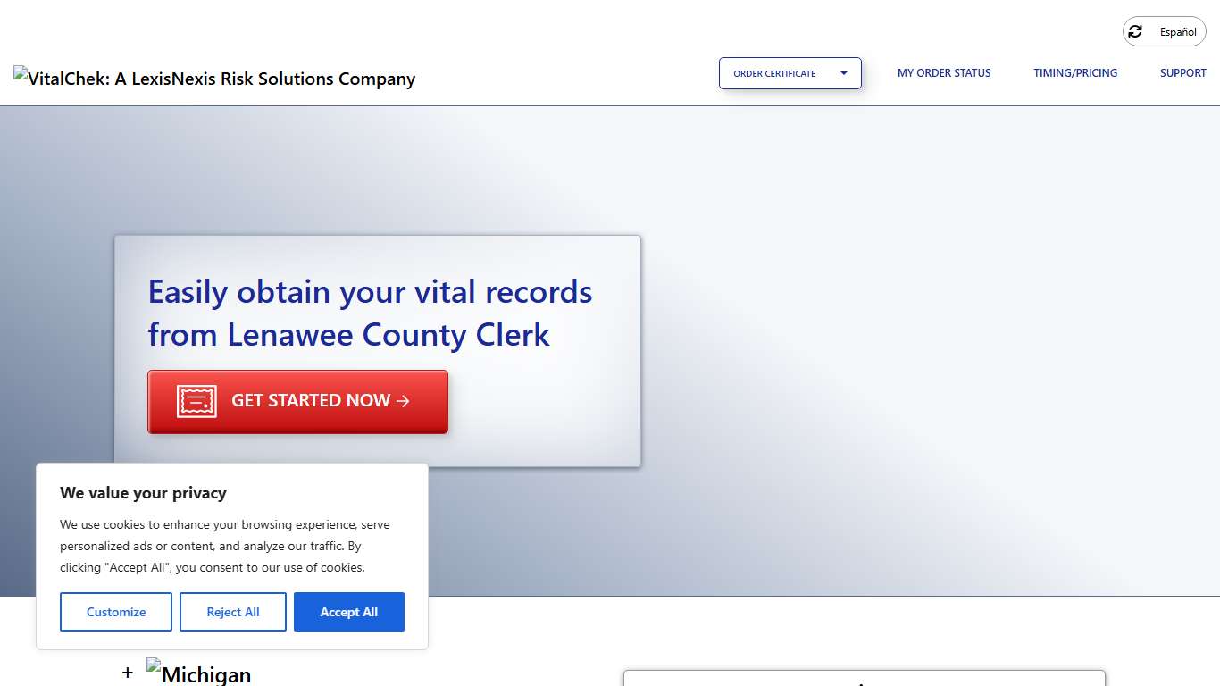 Lenawee County Clerk (MI) Order Certificates - VitalChek